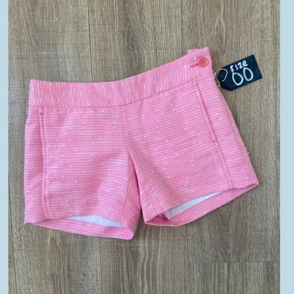 Lilly Pulitzer Sloane Shorts Sparkle Pink Swirly Boucle Tweed Size 00 Like New - Picture 1 of 15